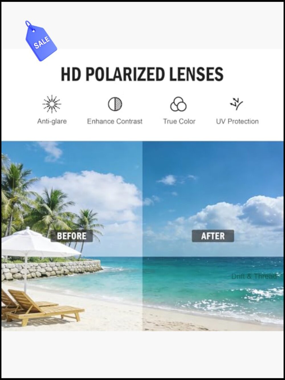 Classic Retro Polarized Sunglasses UV Protection HD Lens Lightweight Driving - Picture 3 of 7